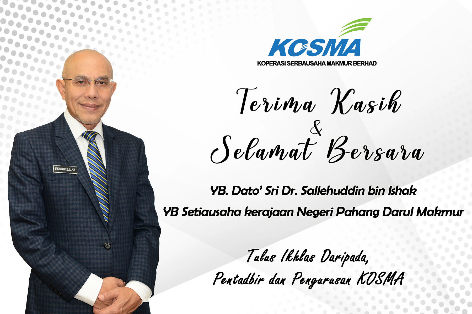 TERIMA KASIH DAN SELAMAT BERSARA YB DATO’ SRI DR. SALLEHUDDIN BIN ISHAK ...